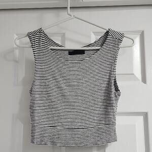 Final Touch Black and White Striped Tank Top